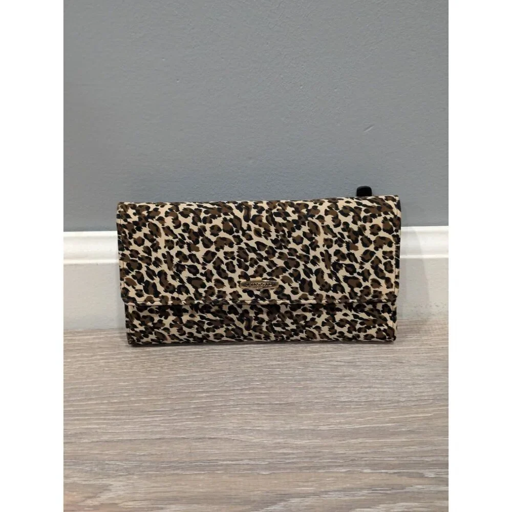 Fossil Leopard Cheetah Print Brown Nylon Wallet 4